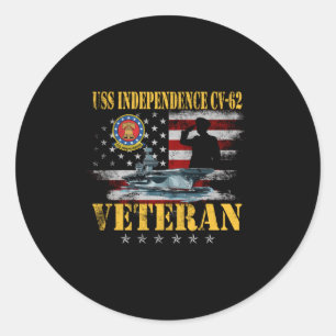  USS Independence CV-62 Vliegtuig Carrier FL Ronde Sticker