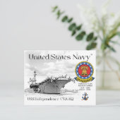 USS INDEPENDENCE CVA-62 CARRIER Briefkaart (Staand voorkant)