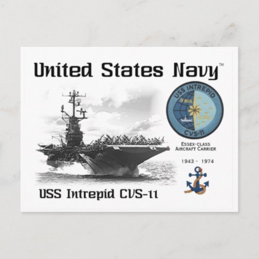 USS INTREPID CVS-11 VLIEGTUIG CARRIER - Briefkaart (Voorkant)