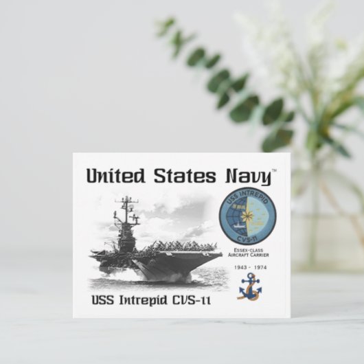 USS INTREPID CVS-11 VLIEGTUIG CARRIER - Briefkaart (Staand voorkant)