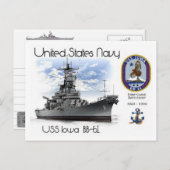 USS IOWA BB-61 SLAGSCHIP - Briefkaart (Voorkant / Achterkant)
