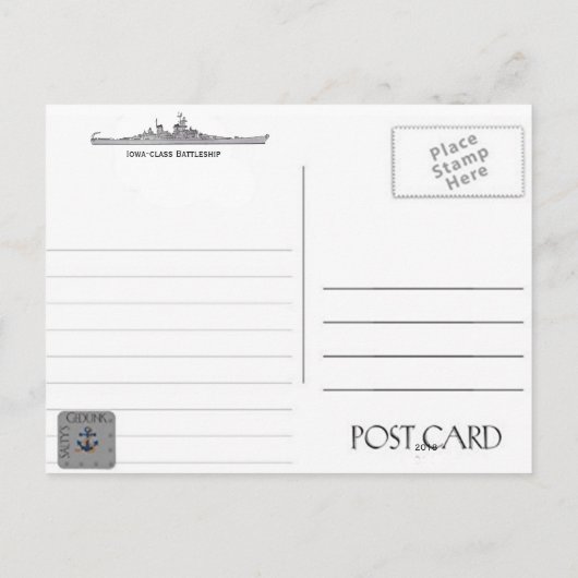 USS IOWA BB-61 SLAGSCHIP - Briefkaart (Achterkant)