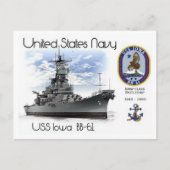 USS IOWA BB-61 SLAGSCHIP - Briefkaart (Voorkant)