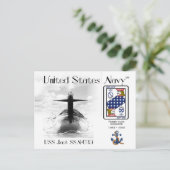 USS JACK SSN-605 SUBMARINE - BRIEFKAART (Staand voorkant)