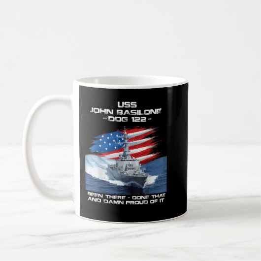 USS John Basilone DDG-122 Destroyer Ship USA Flag Koffiemok (Links)