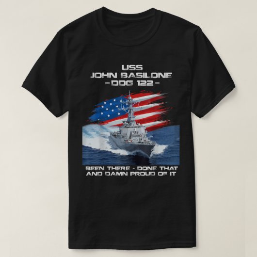 USS John Basilone DDG-122 Destroyer Ship USA Flag T-shirt (Design voorkant)