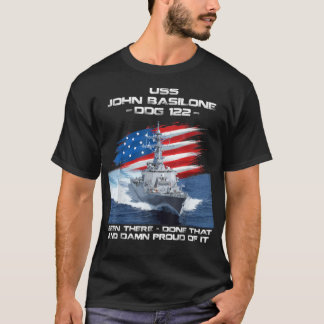 USS John Basilone DDG-122 Destroyer Ship USA Flag T-shirt