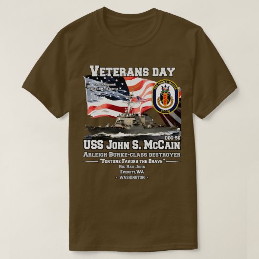 USS John S McCain Destroyer Veterans T-shirt (Design voorkant)