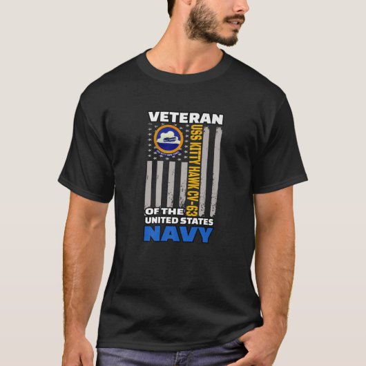 USS Kat Hawk CV-63 Vliegtuig Drager Veteraan Dag T-shirt (Voorkant)