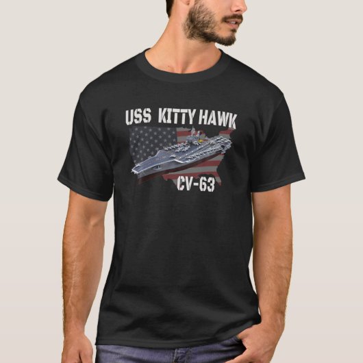 USS Kat Hawk CV-63 Vliegtuig Drager Veteranen Dag T-shirt (Voorkant)