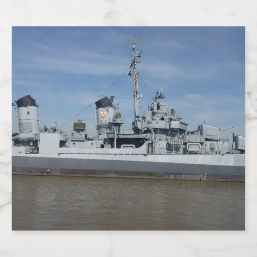 USS KIDD 661 Etiket op fles (Enkel label)