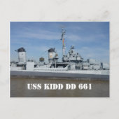 USS KIDD DD 661 Briefkaart (Voorkant)
