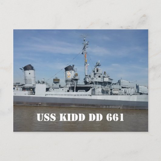 USS KIDD DD 661 Briefkaart (Voorkant)