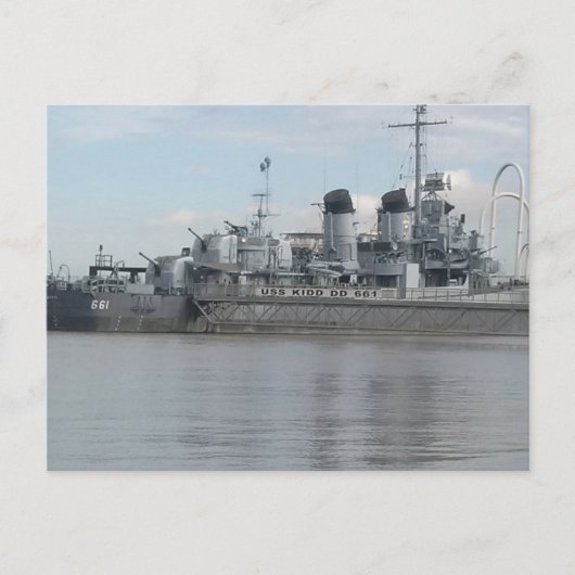 USS KIDD DD 661 Briefkaart (Voorkant)