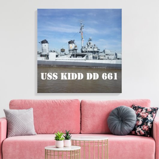 USS KIDD DD 661 Canvas afdrukken (Insitu (Woonkamer))
