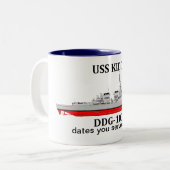 USS Kidd, DDG-100, aanpasbare data gediend Tweekleurige Koffiemok (Voorkant links)