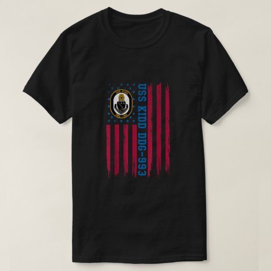 USS Kidd DDG-993 American Flag Veteran Father's Da T-shirt (Design voorkant)