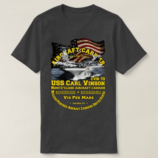 USS l Vinson CVN70 supercarrier T-shirt (Design voorkant)