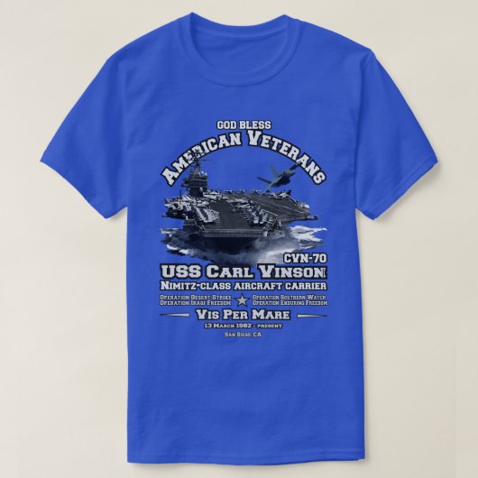 USS l Vinson CVN70 vliegtuig drager veteranen T-shirt (Design voorkant)