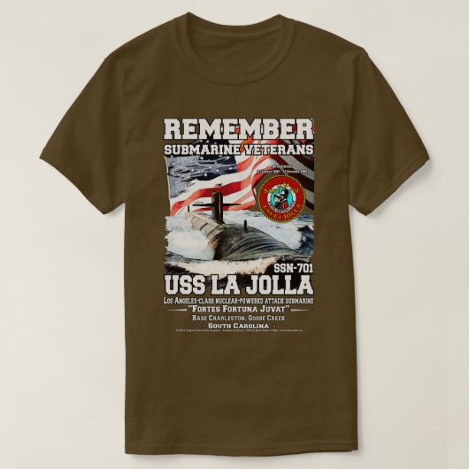 USS La Jolla SSN701 Onderzeebootveteranen T-shirt (Design voorkant)