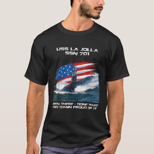 USS La Jolla SSN 701 Amerikaanse vlag onderzeeboot T-shirt (Voorkant)