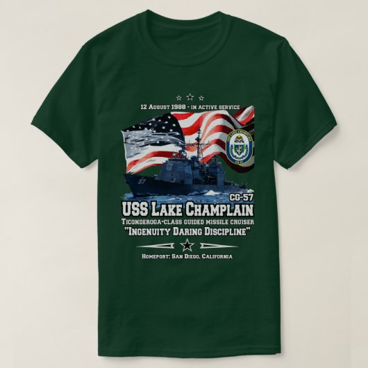 USS Lake Champlain CG57 Cruiser T-shirt (Design voorkant)