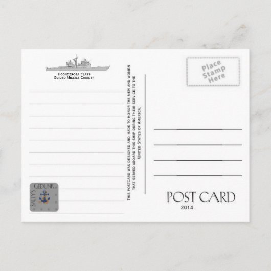 USS LAKE ERIE CG-70 CRUISER - BRIEFKAART (Achterkant)