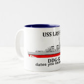 USS Lassen, DDG-82, aanpasbare data gediend Tweekleurige Koffiemok (Voorkant links)
