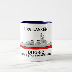 USS Lassen, DDG-82, aanpasbare data gediend Tweekleurige Koffiemok