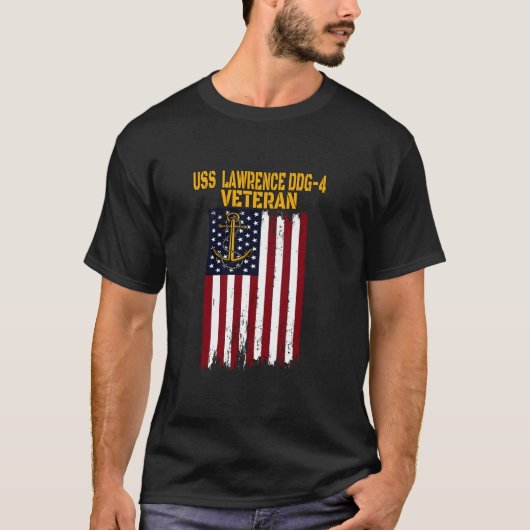 USS Lawrence DDG 4 Destroyer Veterans Day T-shirt (Voorkant)