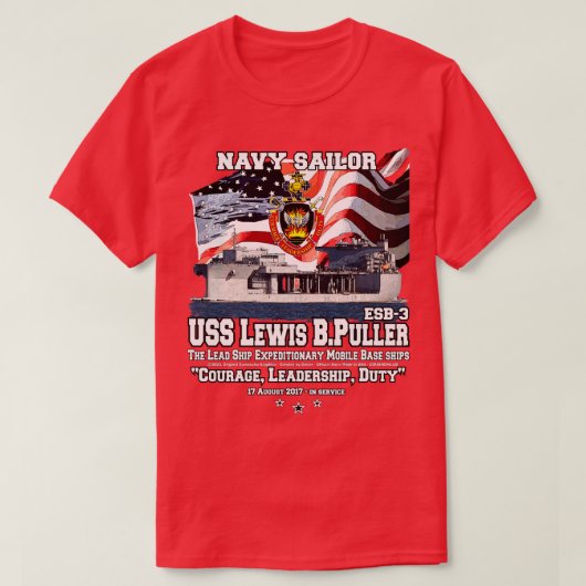 USS Lewis B Puller ESB3 Marine Schip veteranen T-shirt (Design voorkant)