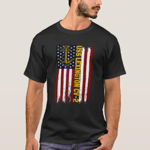 USS Lexington CV 2 Vliegtuig Amerikaanse vlag T-shirt