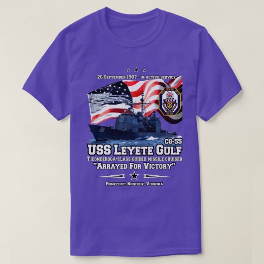 USS Leyte Gulf CG55 kruiser T-shirt (Design voorkant)