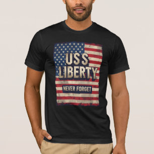 USS Liberty vergeet nooit patriottische veteraan T-shirt