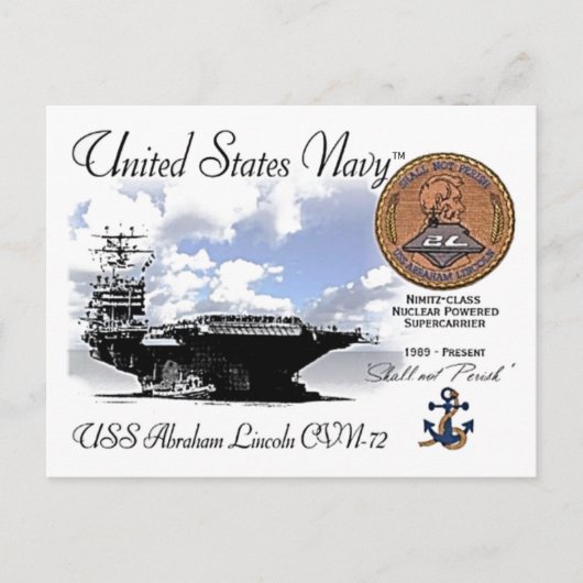 USS LINCOLN CVN-72 CARRIER - BRIEFKAART (Voorkant)