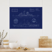 USS Little Rock-blauwdruk Poster (Keuken)