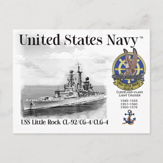 USS LITTLE ROCK CL-92/CG-4/CLG-4 Briefkaart (Voorkant)
