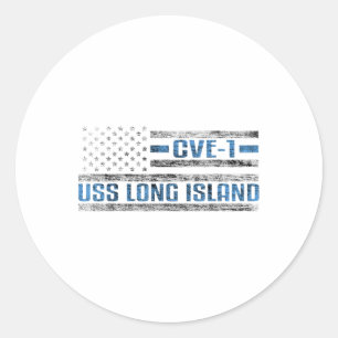 USS Long Island WWII Vliegtuig Carrier CVE-1 US Ar Ronde Sticker