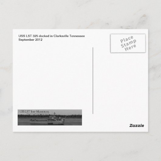 USS LST 325 in Clarksville Tennessee Briefkaart (Achterkant)