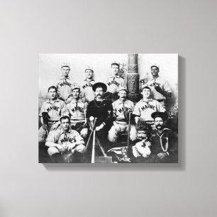 USS Maine Baseball Team in Havana Cuba Fotograp Canvas Afdruk