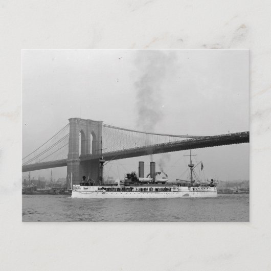USS Maine & Brooklyn Bridge Briefkaart (Voorkant)