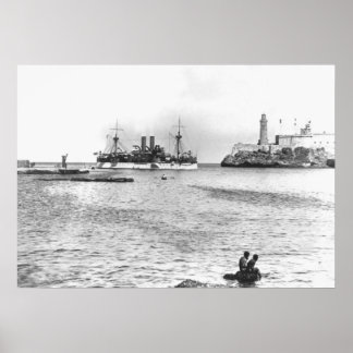 USS Maine in de haven van Havana Poster