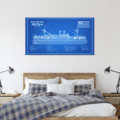 USS Maine - Schip Blauwdruk Plannen ABD Canvas Afdruk (Insitu (Slaapkamer))