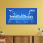 USS Maine - Schip Blauwdruk Plannen ABD Canvas Afdruk (Insitu (Woonkamer))