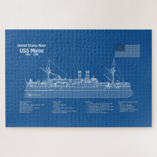 USS Maine - Schip Blauwdruk Plannen ABD Legpuzzel
