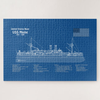USS Maine - Schip Blauwdruk Plannen ABD Legpuzzel