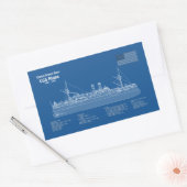 USS Maine - Schip Blauwdruk Plannen ABD Rechthoekige Sticker (Envelop)