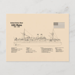 USS Maine - Schip Blauwdruk Plannen SD Briefkaart
