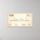 USS Maine - Schip Blauwdruk Plannen SD Canvas Afdruk (Voorkant)