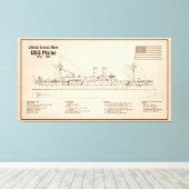 USS Maine - Schip Blauwdruk Plannen SD Canvas Afdruk (Insitu (Houten vloer))